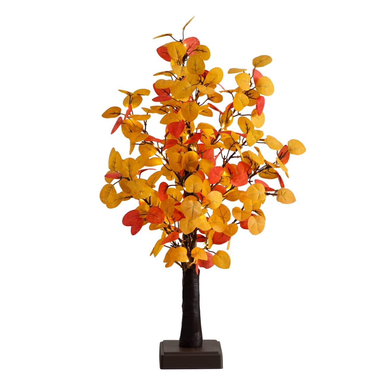 21in. Pre-Lit Bright Autumn Eucalyptus Artificial Fall Tree with 50 Warm White LED Lights and Detachable Base